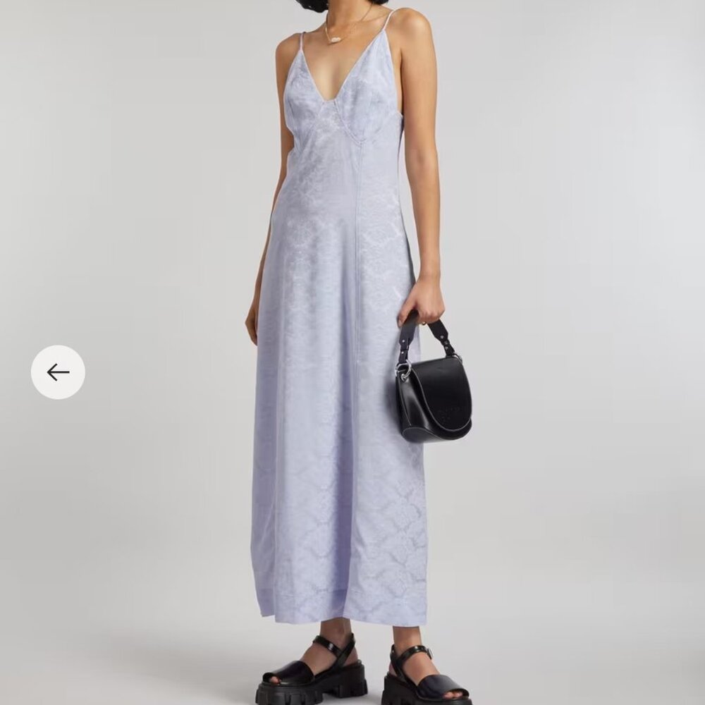 Ganni Maxi Jacquard slip dress Lilac- 36